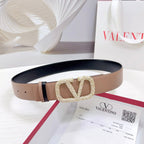 VLOGO SIGNATURE REVERSIBLE BELT 40MM ROSE BLACK GOLD CALFSKIN GOLD PEARL BUCKLE