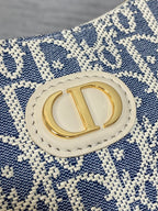 Dior 2025 Bag 19cm Blue mix White Oblique Fabric mix Leather 272832