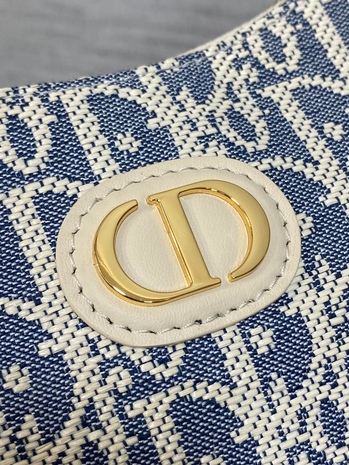 Dior 2025 Bag 19cm Blue mix White Oblique Fabric mix Leather 272832