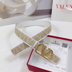 Valenti Toilde Iconographe Belt 40mm White Beige Calfskin Shiny Gold Buckle