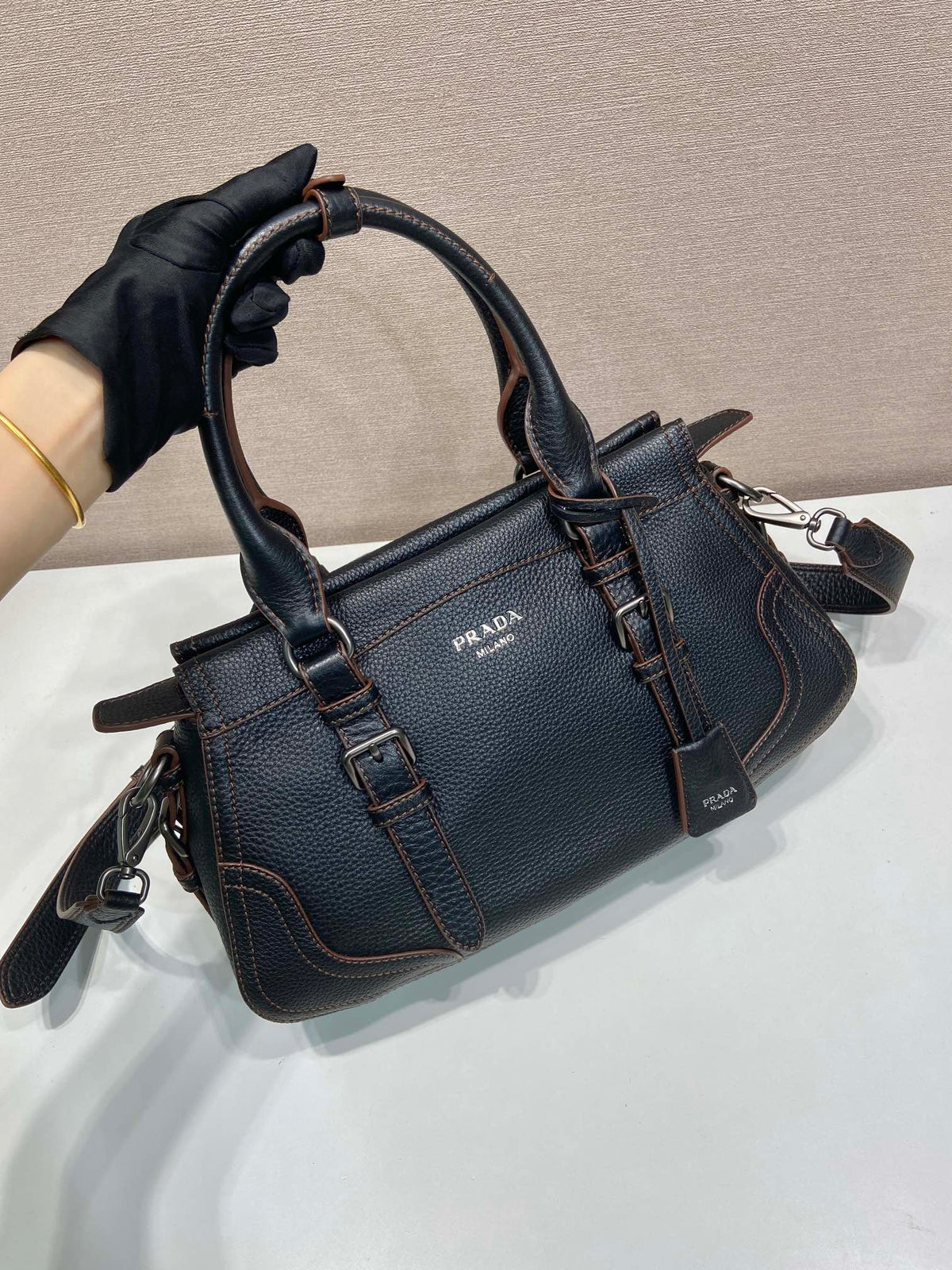 Prada Large Tote Bag 35cm Black Leather