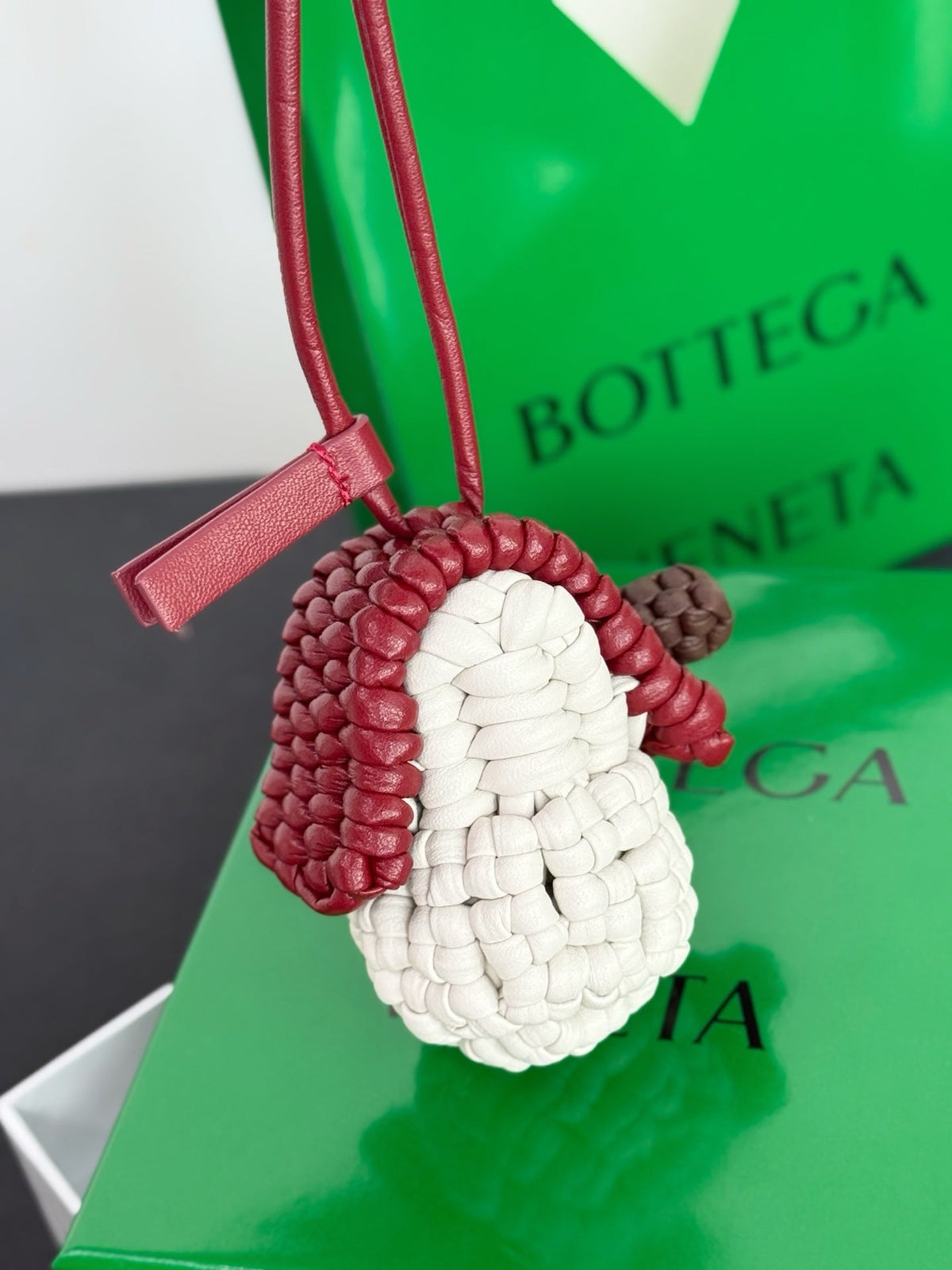 Bottega Veneta House Charm Red White Lambskin