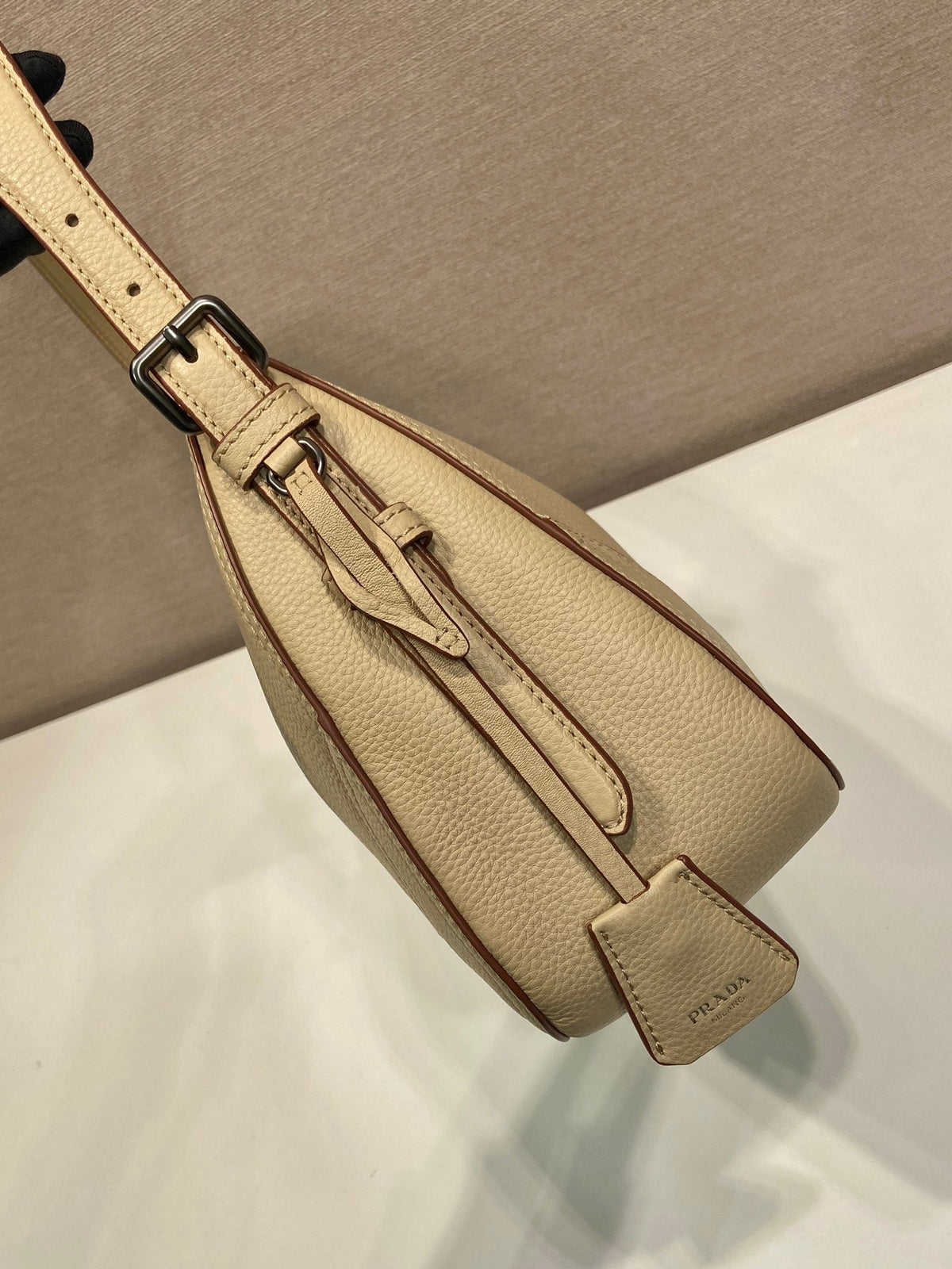 Prada Aimèe Large Shoulder 36cm Bag Light Beige Cowhide