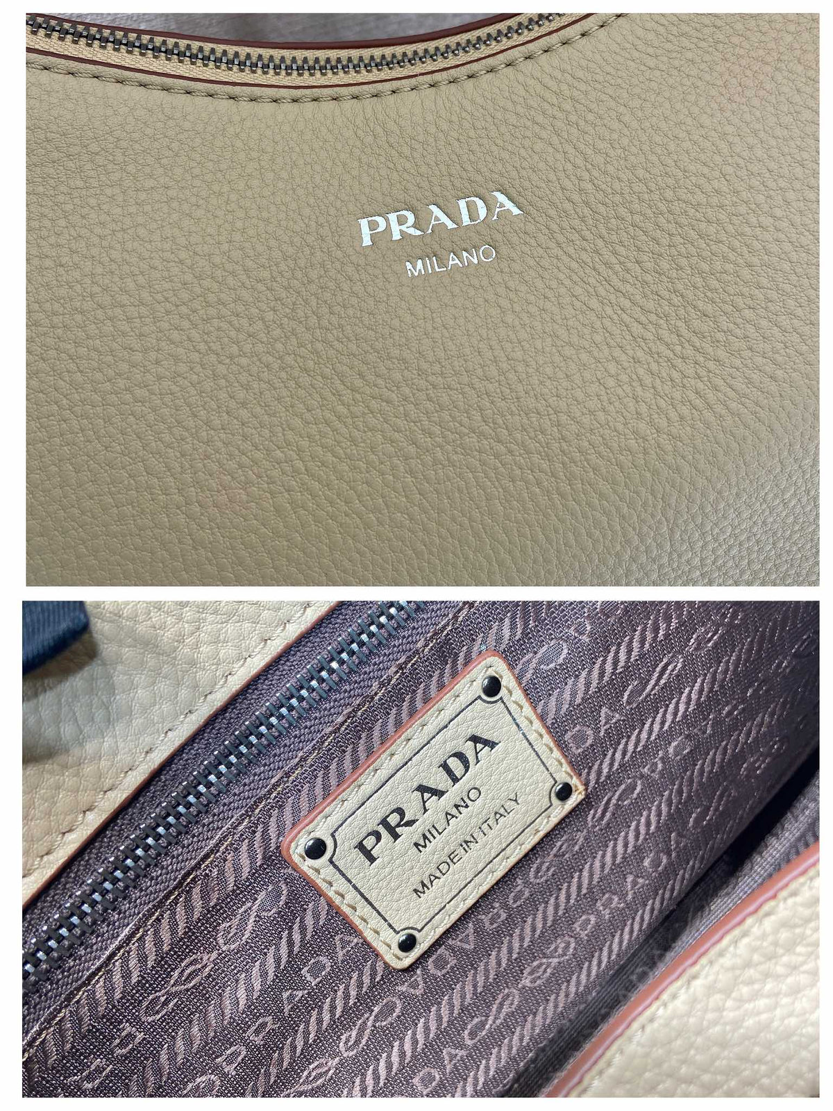 Prada Aimèe Large Shoulder 36cm Bag Light Beige Cowhide