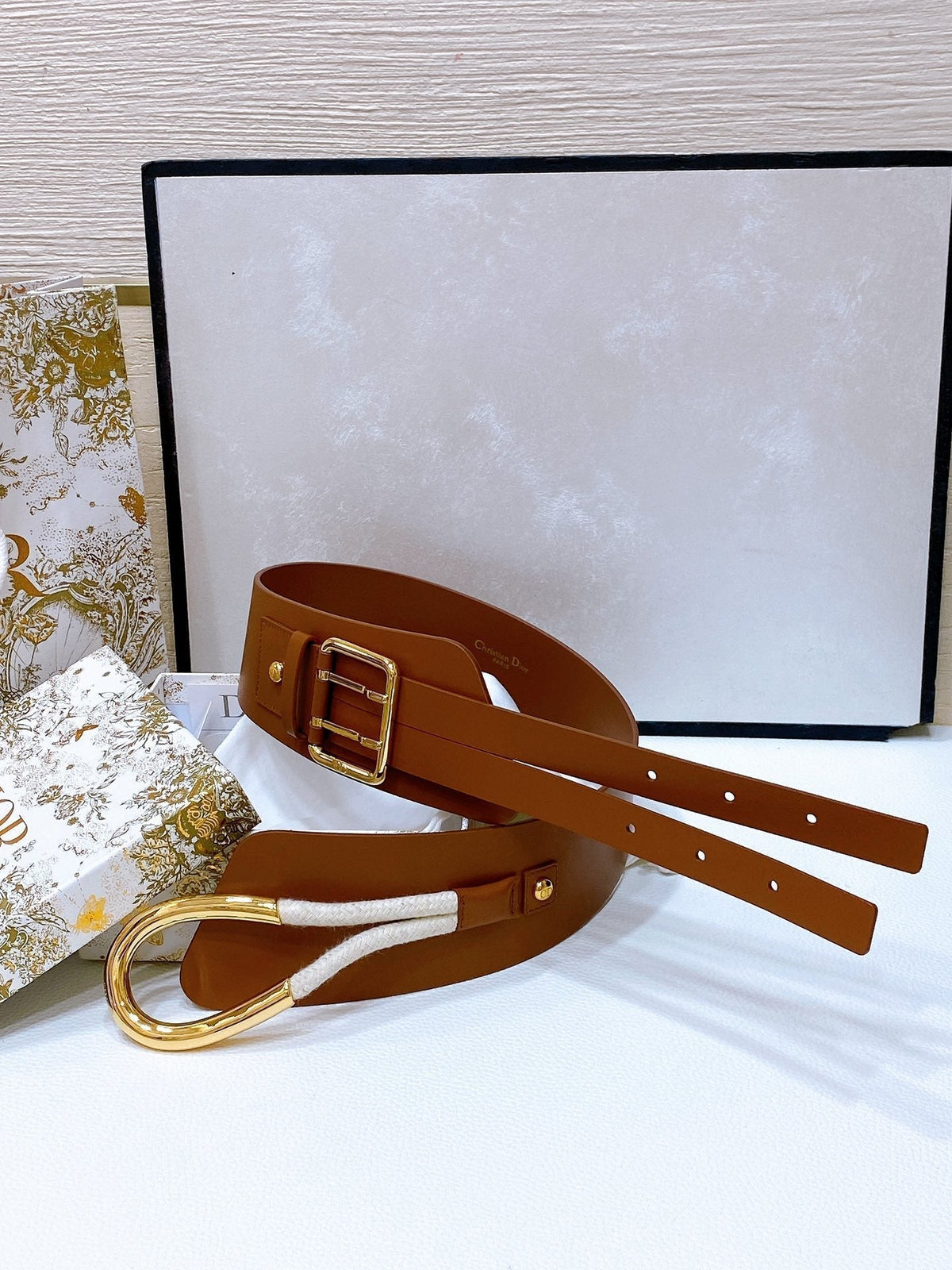 cd nolita belt brown lambskin gold buckle