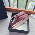 CC Belt 3cm Burgundy Sliver Cowhide 202809