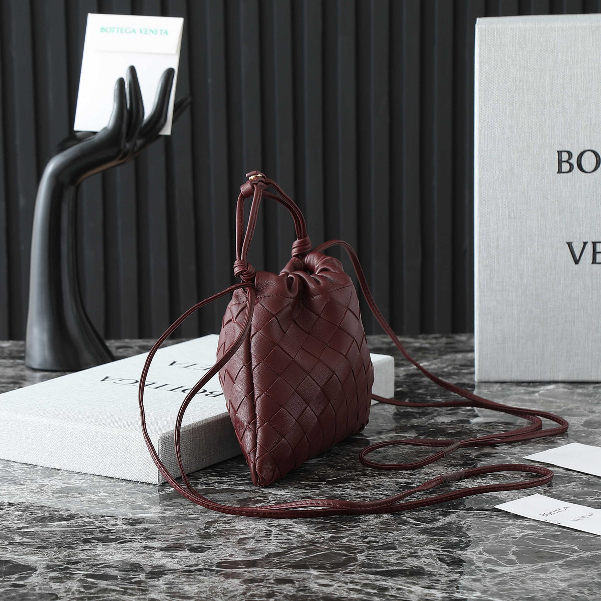 Bottega Veneta 2025 Small Dustbag Burgundy Calf Leather