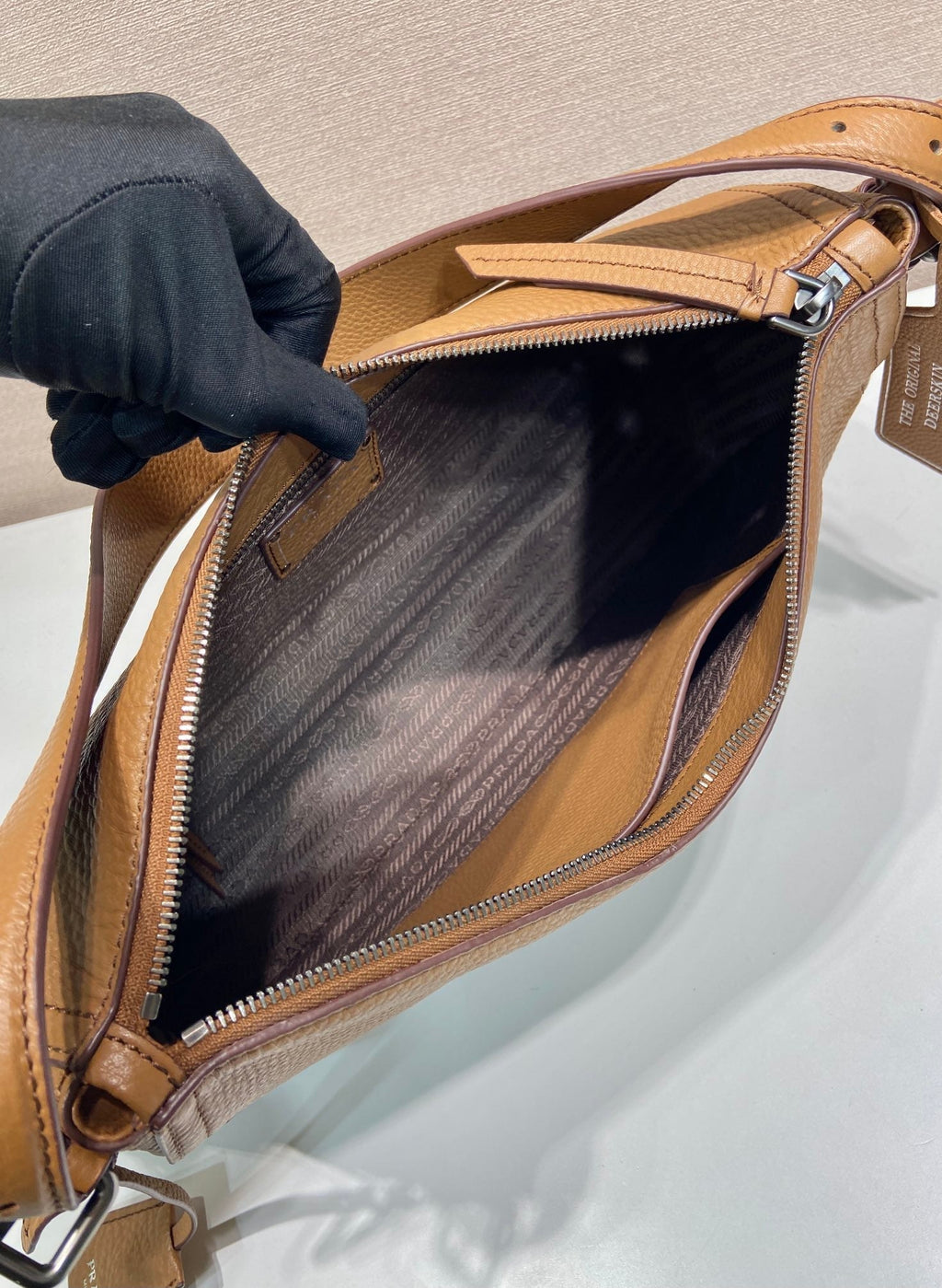 Prada Aimèe Large Shoulder 36cm Bag Brown Cowhide