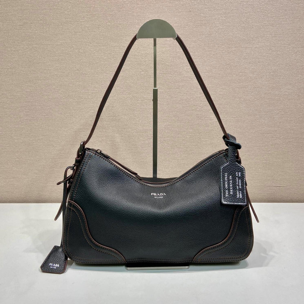 Prada Aimèe Large Shoulder 36cm Bag Black Cowhide
