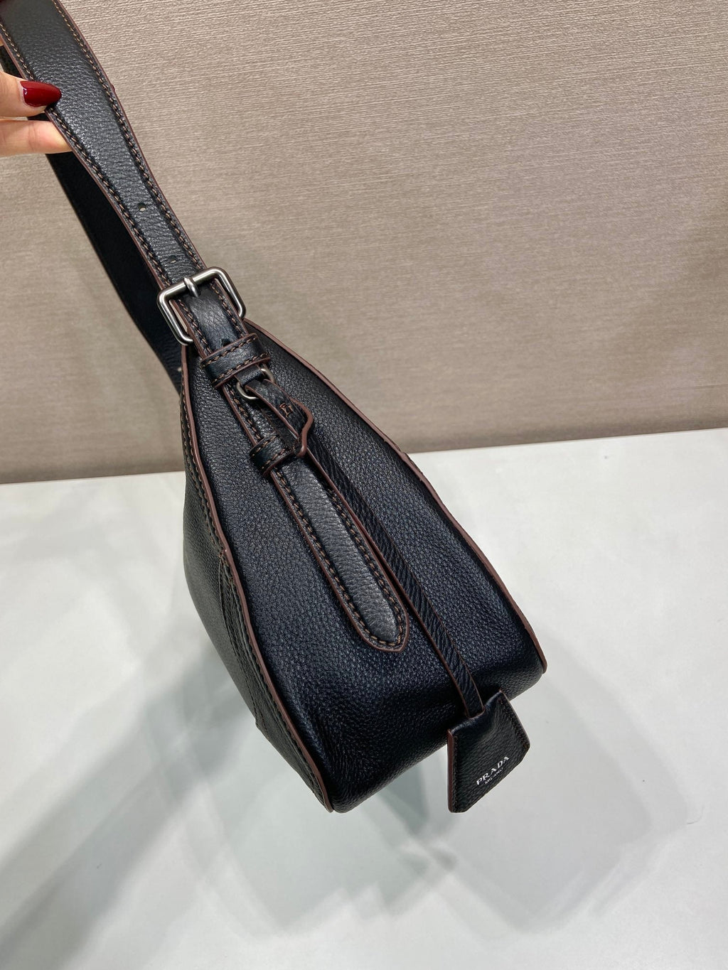 Prada Aimèe Large Shoulder 36cm Bag Black Cowhide