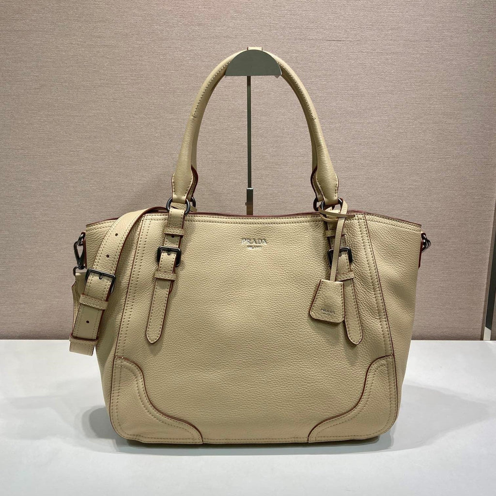 Prada Large Tote Bag 38cm Beige Leather