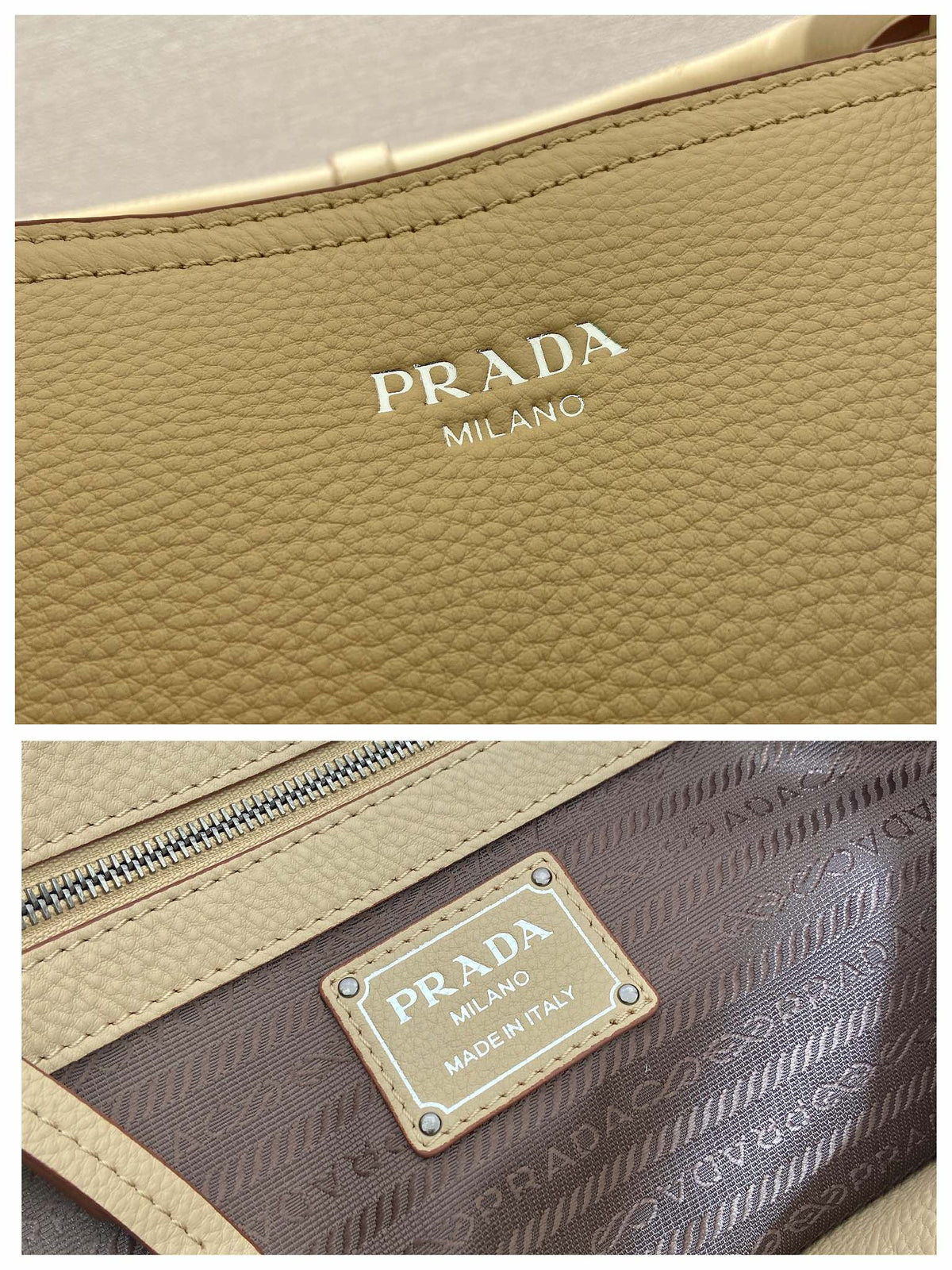 Prada Large Tote Bag 38cm Beige Leather