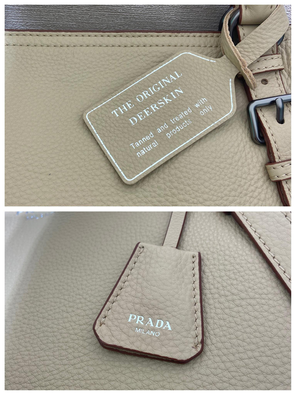 Prada Large Tote Bag 38cm Beige Leather