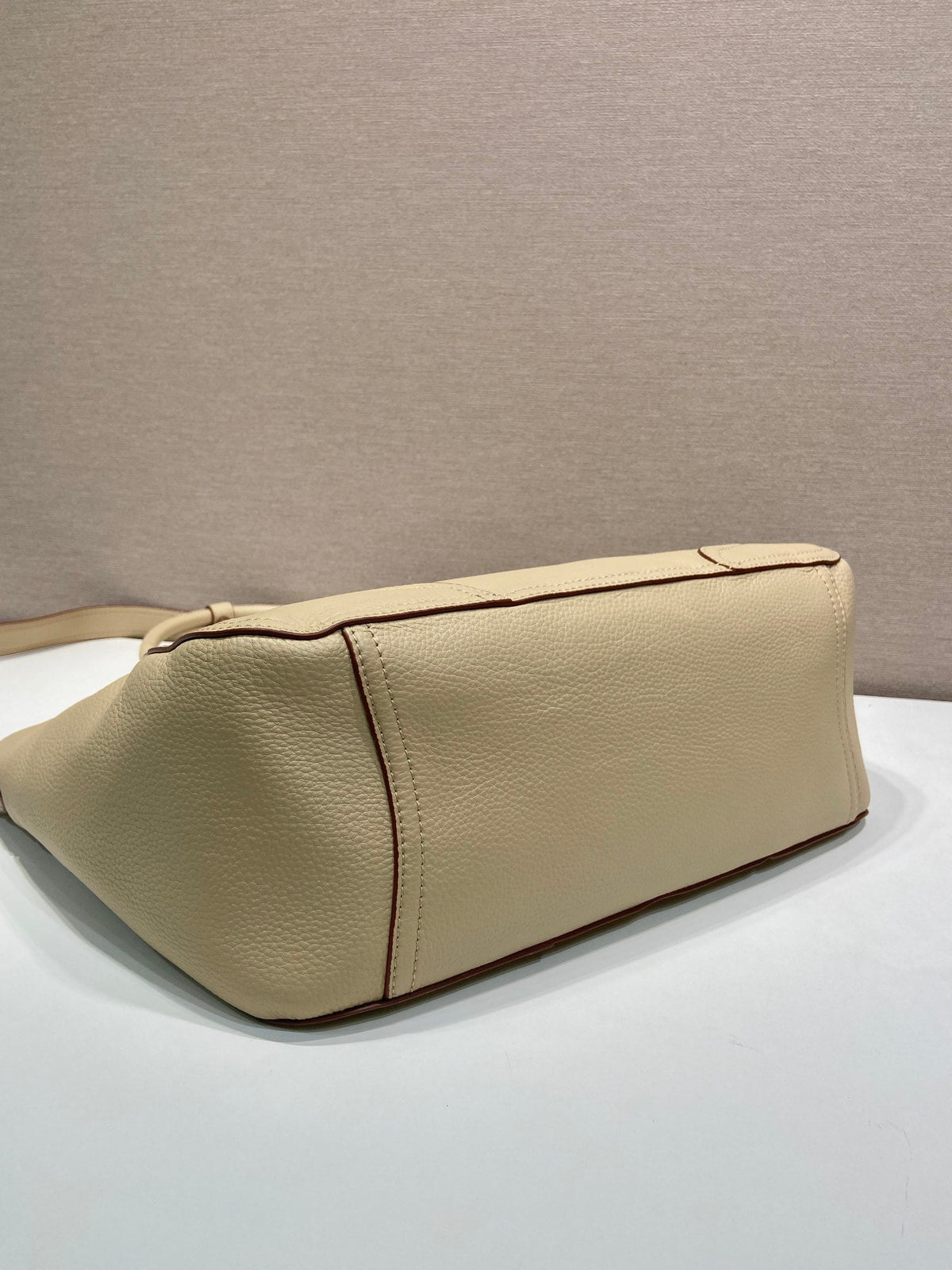 Prada Large Tote Bag 38cm Beige Leather