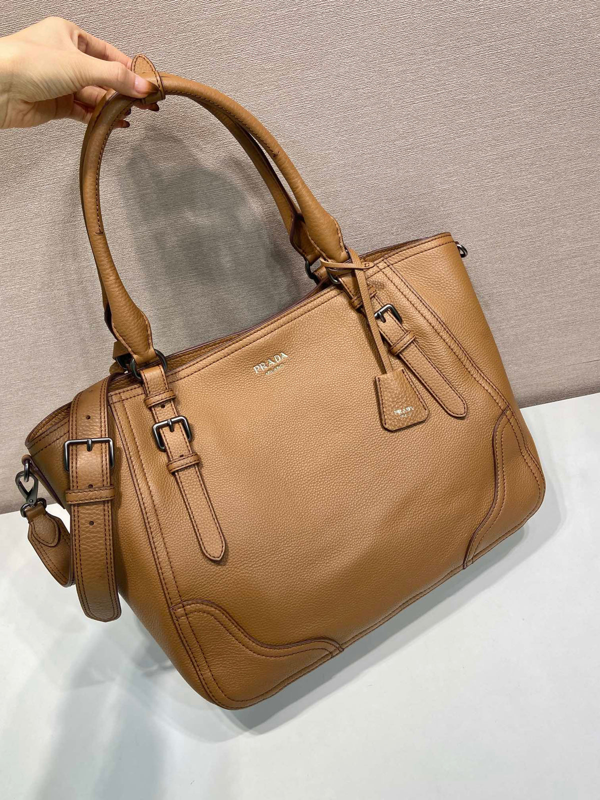 Prada Large Tote Bag 38cm Brown Leather