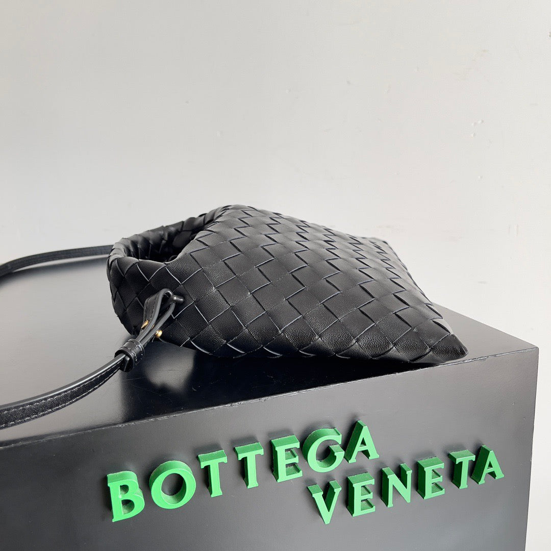 BV Mini Hop Hobo Bag Black Intrecciato Calfskin