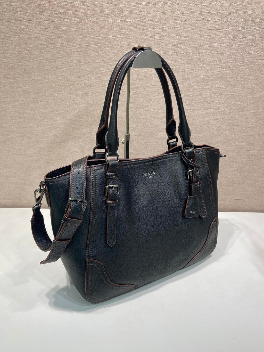 Prada Large Tote Bag 38cm Black Leather