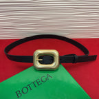 BV Chain Link Belt 2cm Black Gold Grain Cowhide 202794