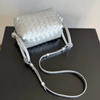 Bottega Veneta 2026 Loop Bag 21cm Silver Intrecciato Woven Leather 137119