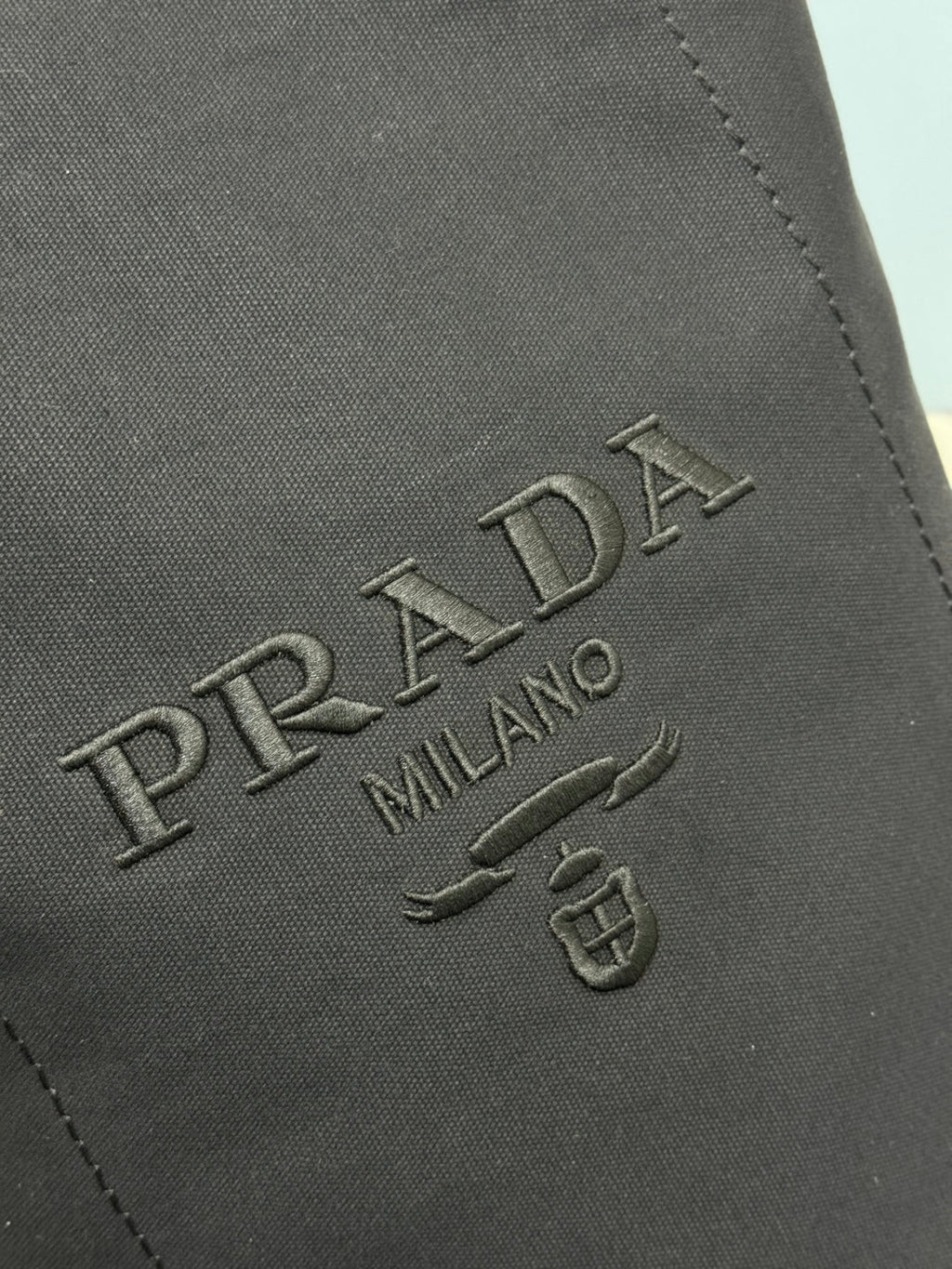 Prada 25s Drawstring Backpack 55 In Black Canvas Linen Silver Hardwre