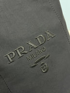 Prada 25s Drawstring Backpack 55 In Black Canvas Linen Silver Hardwre