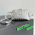 Bottega Veneta 2026 Concert Pouch Bag 18.5 Silver Intrecciato Leather 137078