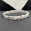 CL SMALL 18 MM TRIOMPHE BELT IN TAURILLON WHITE LEATHER SILVER HARDWARE