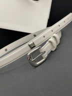 CL SMALL 18 MM TRIOMPHE BELT IN TAURILLON WHITE LEATHER SILVER HARDWARE