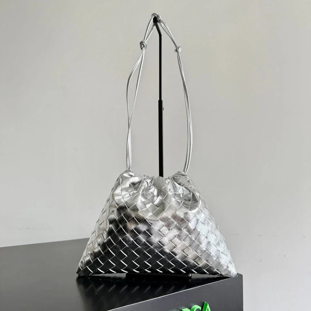 Bottega Veneta 2026 Dust Bag Silver Laminated Leather