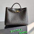 Bottega Veneta 2026 Andiamo Bag Dark Brown Ostrich Leather