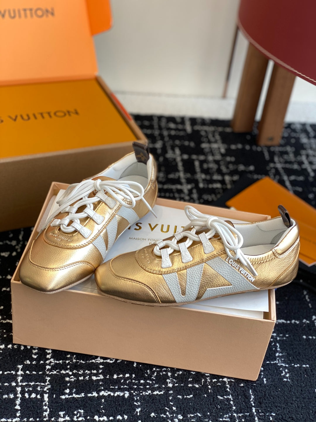 Louis Vuitton Recif Sneaker (Metallic Gold/White)