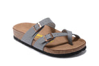 Birkenstock Mayari Sandal Gray Birko-Flor with Rose Gold Buckles