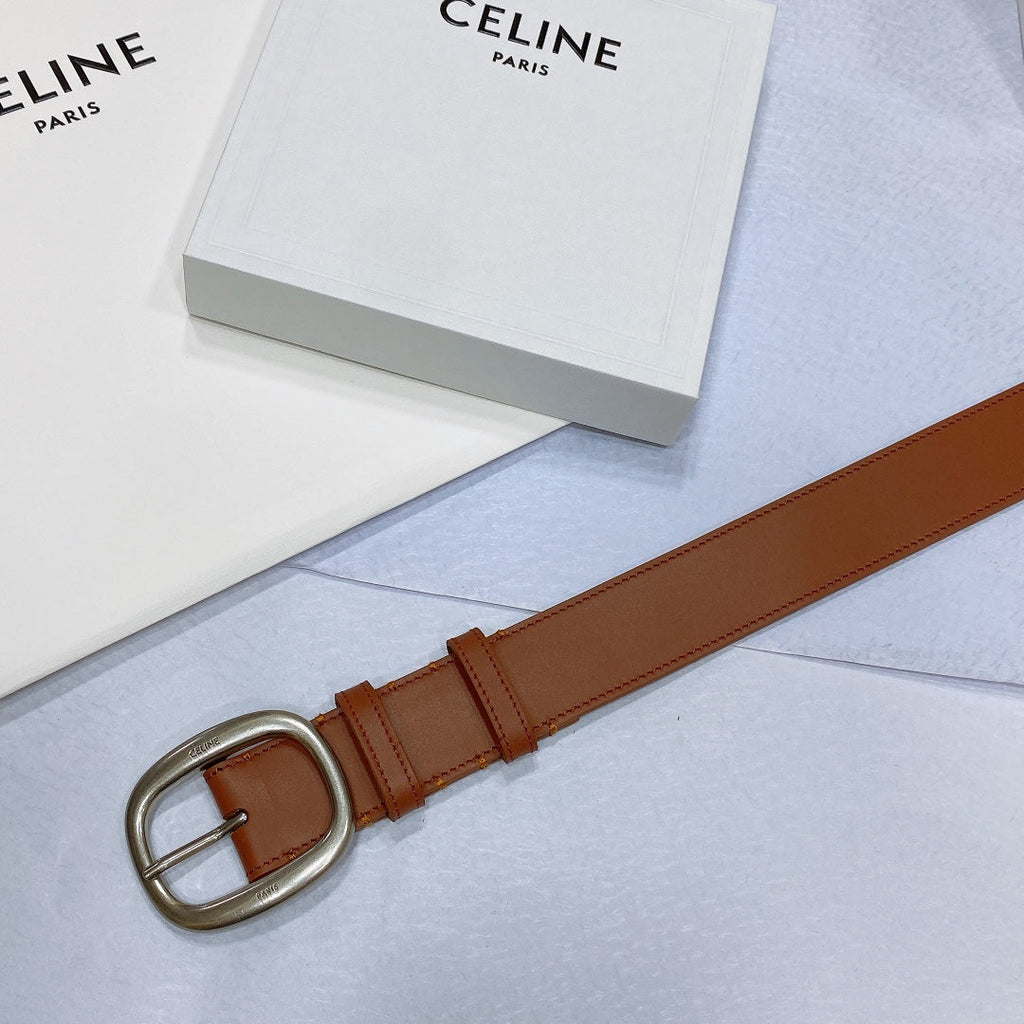 CL LARGE 35 MM BELT IN BRONZE BROWN CALFSKIN LIGHT GOLD HARDWARE