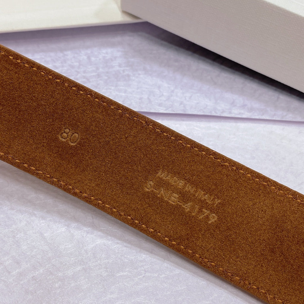CL LARGE 35 MM BELT IN BRONZE BROWN CALFSKIN LIGHT GOLD HARDWARE