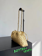 Bottega Veneta 2026 Dustbag 33cm Gold Intrecciato Lamina Satin Leather 137019