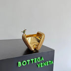 Bottega Veneta 2026 Knot Embellished Clutch 19cm Gold Crystal Leather Minaudière