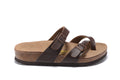 Birkenstock Mayari Sandal Dark Brown Birko-Flor with Rose Gold Buckles