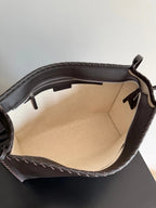Bottega Veneta 2026 Corriere Zipped Messenger Bag Dark Brown Calfskin 136952