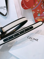 Celine Triomphe Oval Belt 2.5cm White Gold Canvas 203764