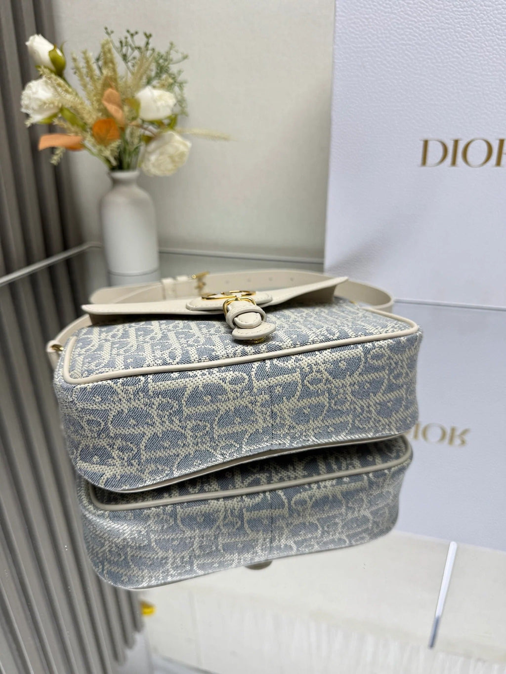 Dior 2026 Bobbi Bag 20cm Blue White Fabric Leather 345613