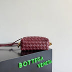 Bottega Veneta 2026 Mini Loop Metal Knot Camera Bag 17cm Burgundy Lambskin