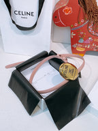 Celine Teen Maison Belt 1.3cm Light Pink Gold Calfskin 203748