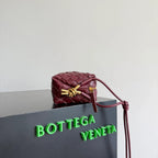 Bottega Veneta 2026 Mini Loop Metal Knot Camera Bag 17cm Burgundy Lambskin