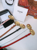 Celine Teen Maison Belt 1.3cm Light Pink Gold Calfskin 203748