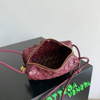 Bottega Veneta 2026 Mini Loop Metal Knot Camera Bag 17cm Burgundy Lambskin