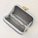 Bottega Veneta 2026 Knot Clutch 20cm Silver Gold Woven Leather