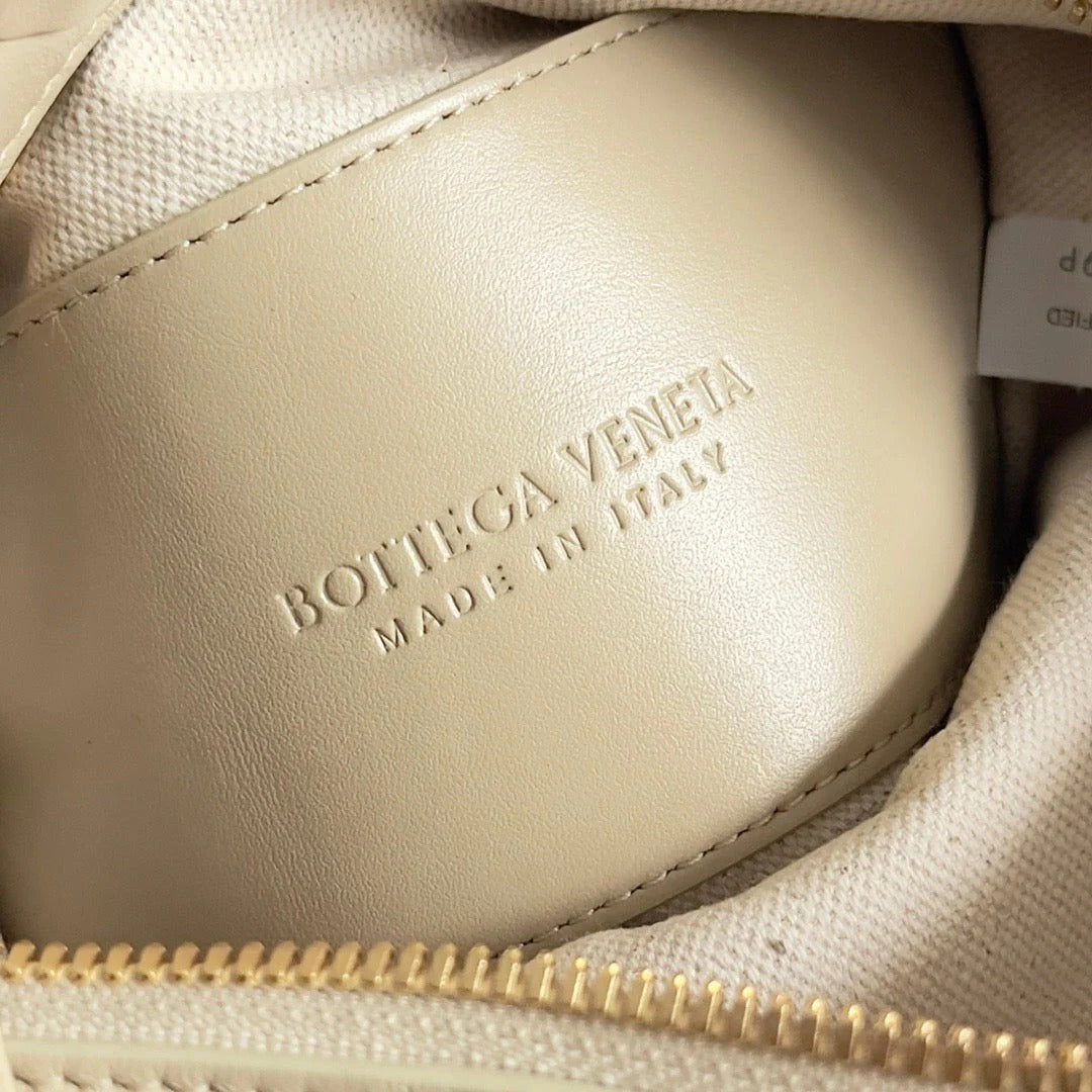 BV 2026 Mini Loop Camera Bag Beige Woven Lambskin Leather