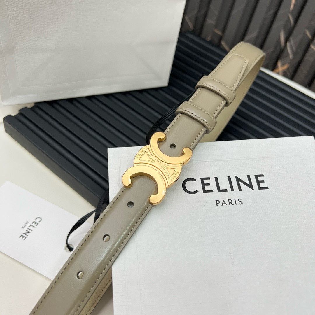 CL TRIOMPHE 25 MM BELT IN OLIVE GREEN CALFSKIN GOLD HARDWARE