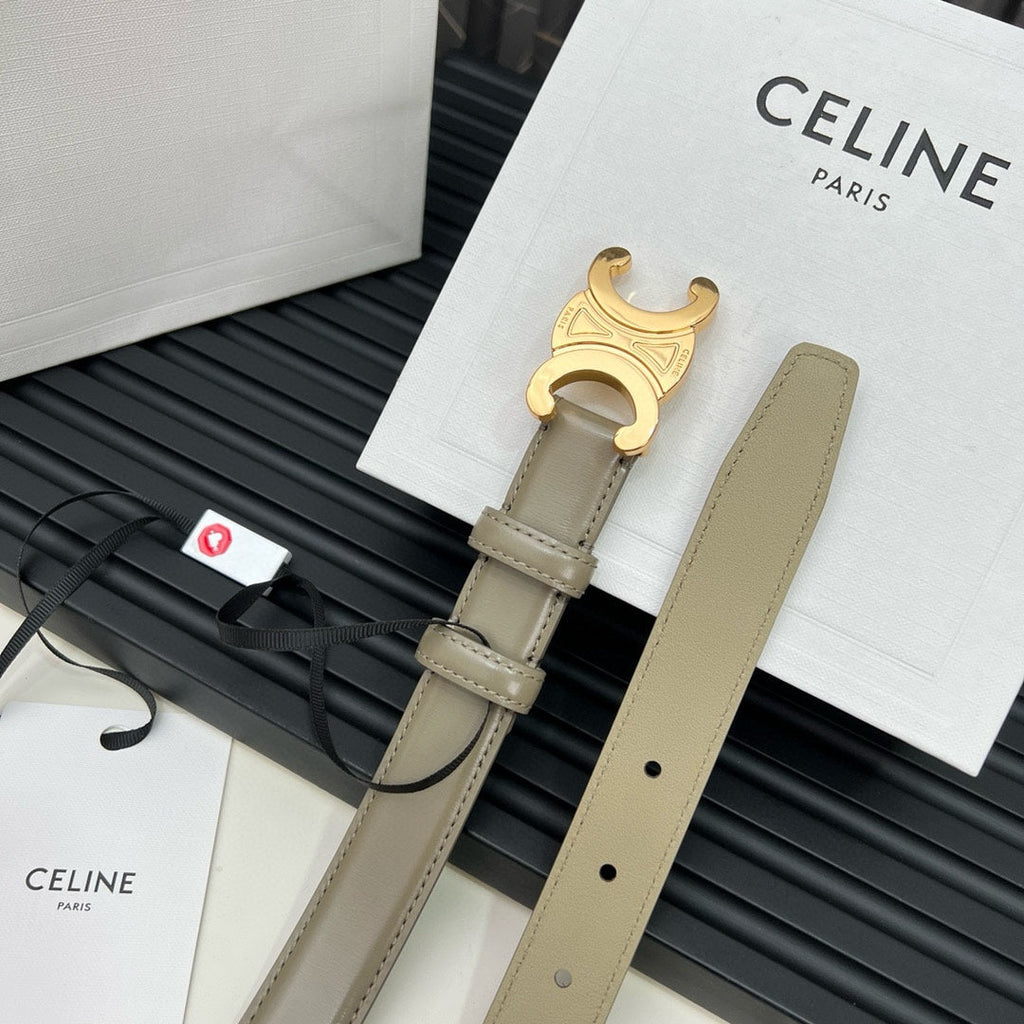 CL TRIOMPHE 25 MM BELT IN OLIVE GREEN CALFSKIN GOLD HARDWARE