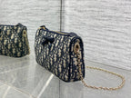 Dior 2026 Oblique Bow Chain Bag Blue Beige Canvas Leather 284289